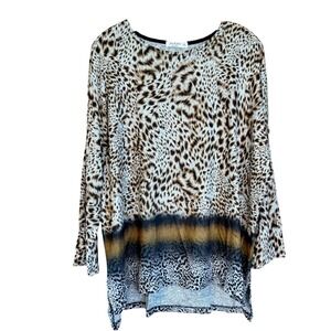 Jess & Jane XL Safari Animal Print Long Sleeve Tunic Top - Women's‎ XL